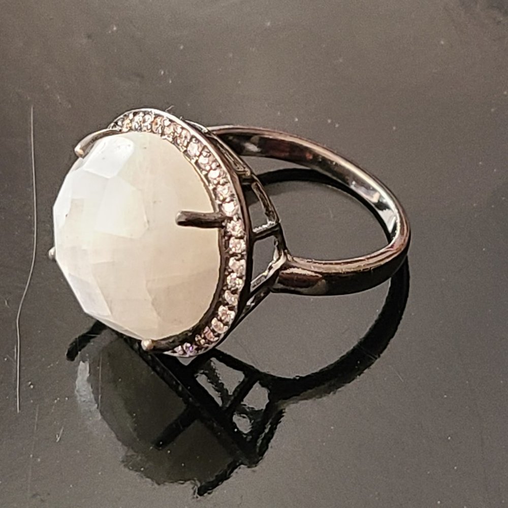 Moonstone Ring Size 8 Sterling silver oxidized -Rare ring -Fashion Jewelry - Picture 8 of 9